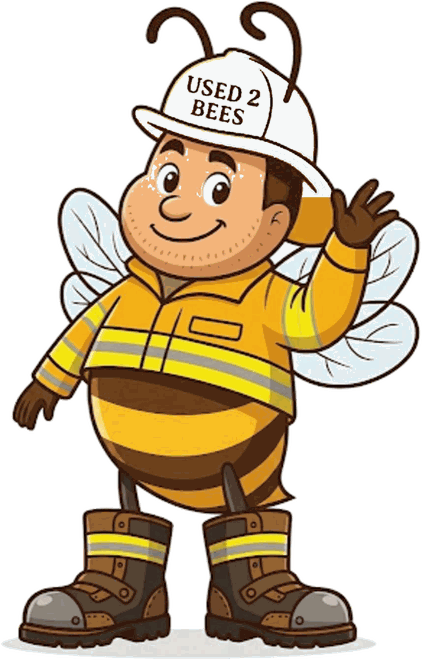 Used 2 Bees Fire Department base bee in yellow turnout gear and a white helmet