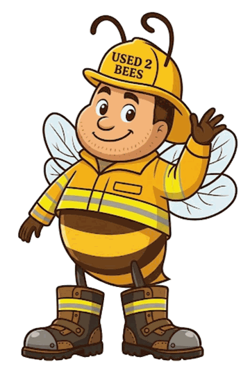 Used 2 Bees Fire Department base bee in yellow turnout gear and a yellow helmet